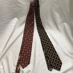Valentino Silk Ties Bundle (2) Made In Italy Designer Neck Ties Red Black Gold